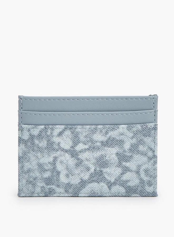 Flora Bella By Shoexpress Blue Textured Card Holder With Monogram Detail for Women | Best Price UAE